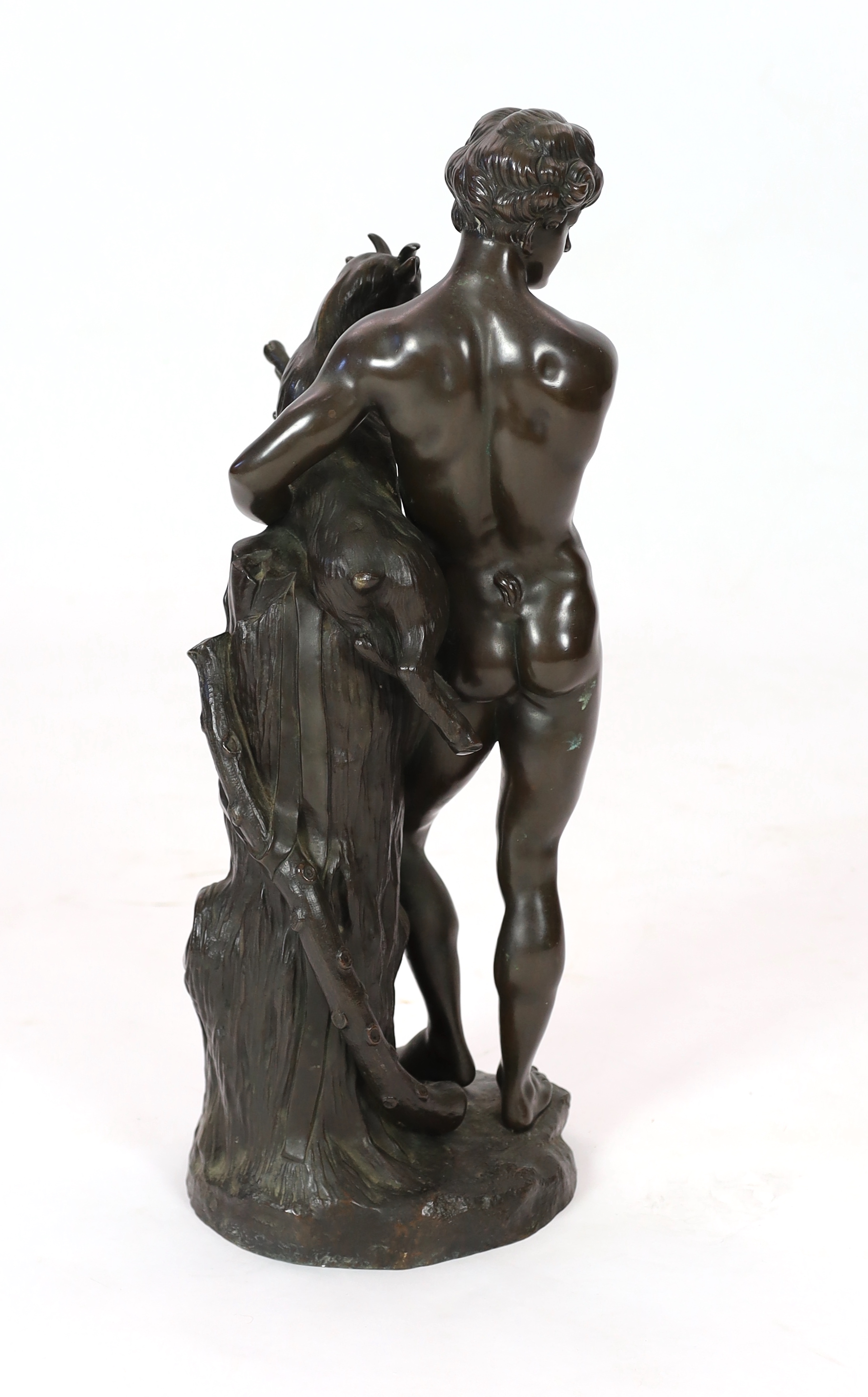 A bronze figure of Bacchus with a goat, 65cm high
